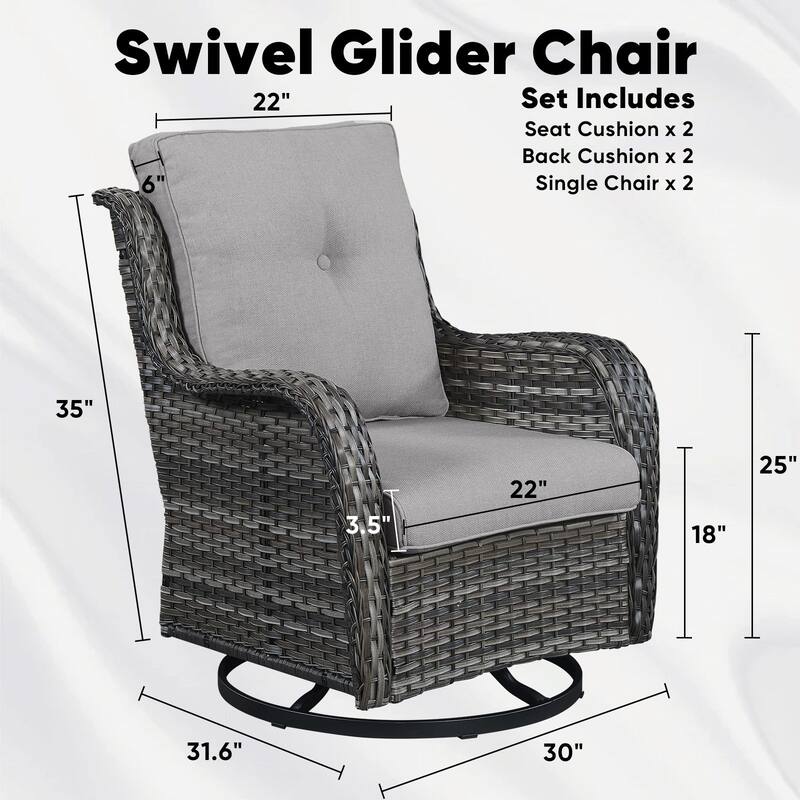 Outside Glider Chair with Cushion Grey-Grey - Grey