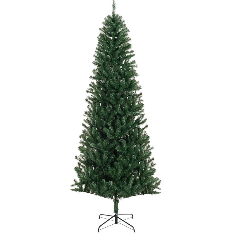 8' Slim Fir Christmas Tree, Artificial and Flame-Retardant with Realistic Branches