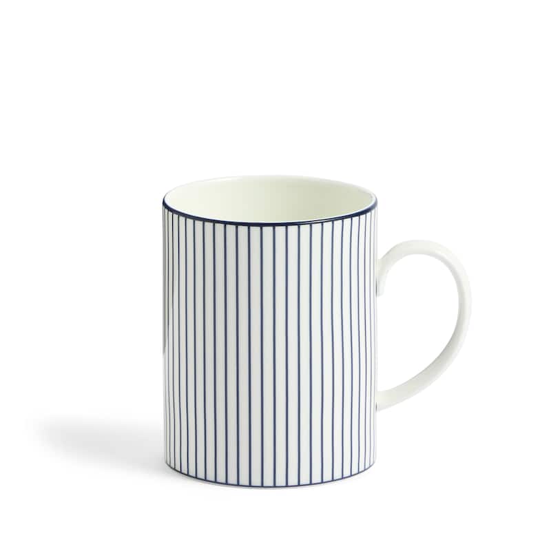 Wedgwood Gio Blue Mug 11.5floz, Pinstripe White