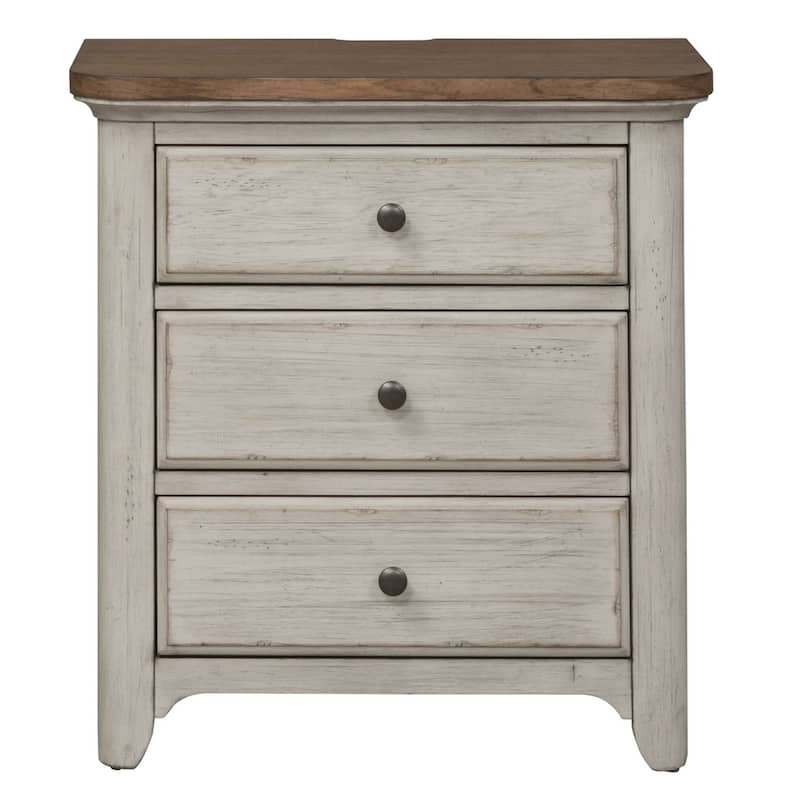 Farmhouse Reimagined 3-Drawer Night Stand with Charging Station