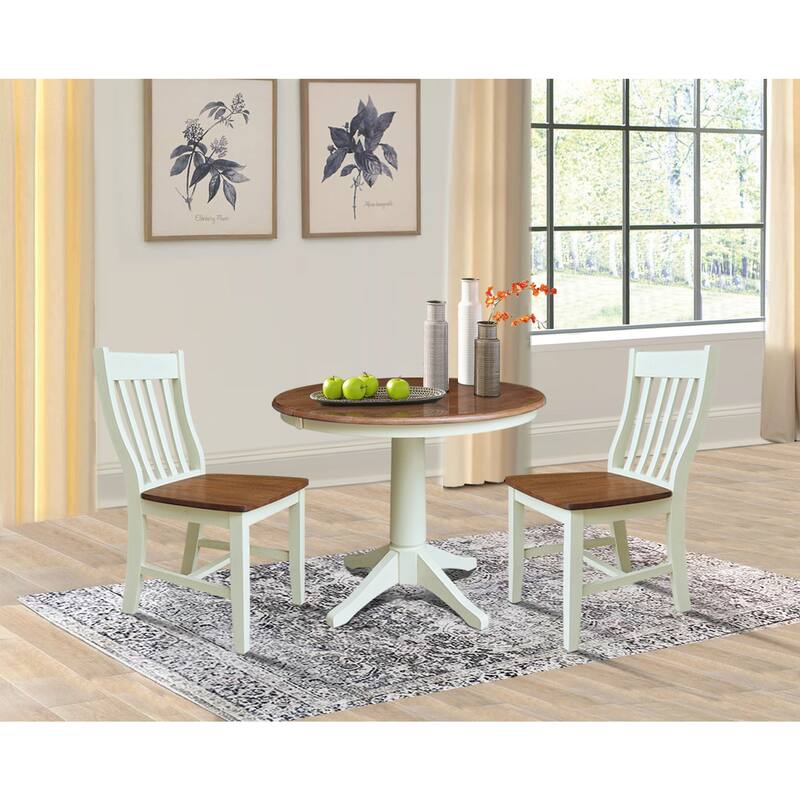 36" Round Extension Dining Table With Cafe Chairs