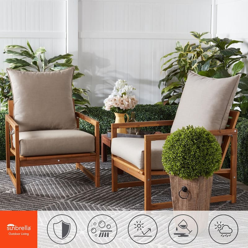 Sunbrella Fabric Outdoor 2-Piece Deep Seat Chair Cushion