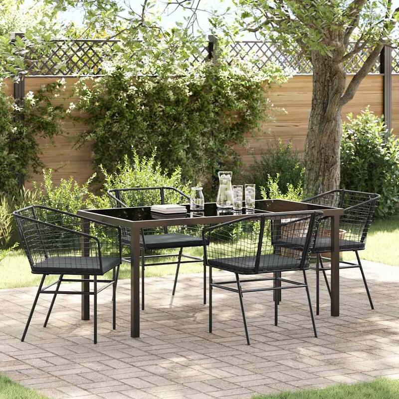 vidaXL Garden Dining Set Poly Rattan - Black and dark grey-21.65x19.29x32.68