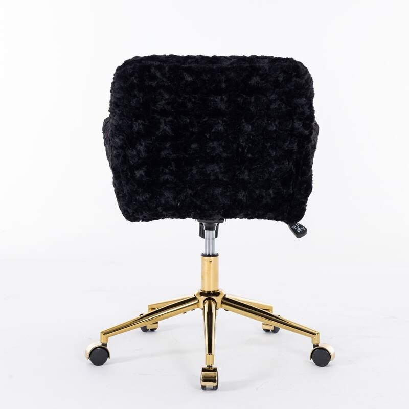 Office Chair with Golden Metal Base, Adjustable Swivel Desk Chair, Reclining Vanity Chair for Home Office or Bedroom