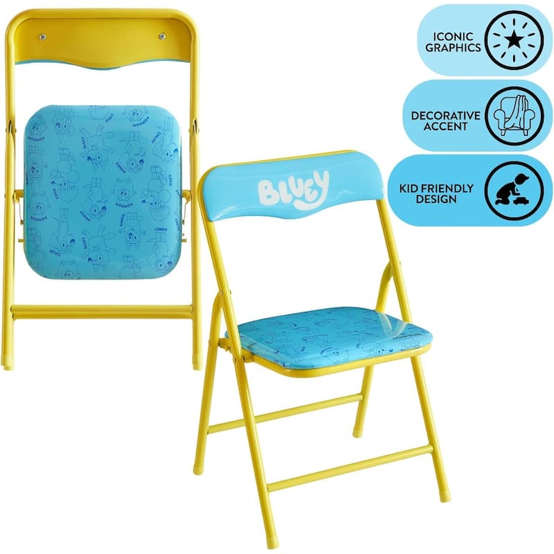 Bluey Kids Table and Chair Set 3 Piece Folding Activity Set 