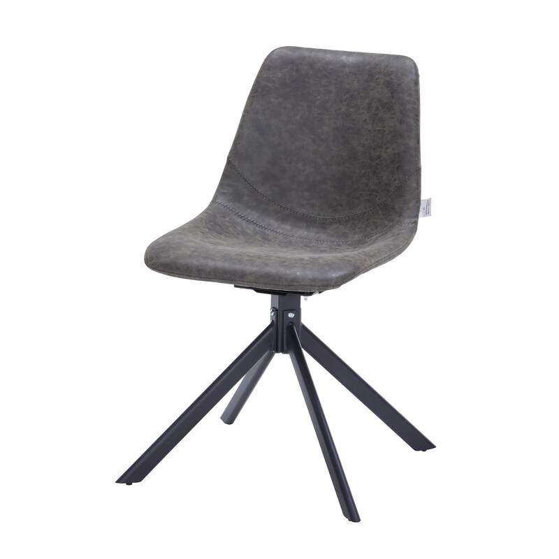 Markley Leather Dining Chair 360 Degree Swivel with Iron legs Modern Accent Side Chair Set of 2
