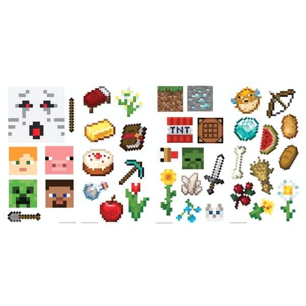 slide 2 of 6, Brown & Grey & Red Minecraft Wall Decals by RoomMates