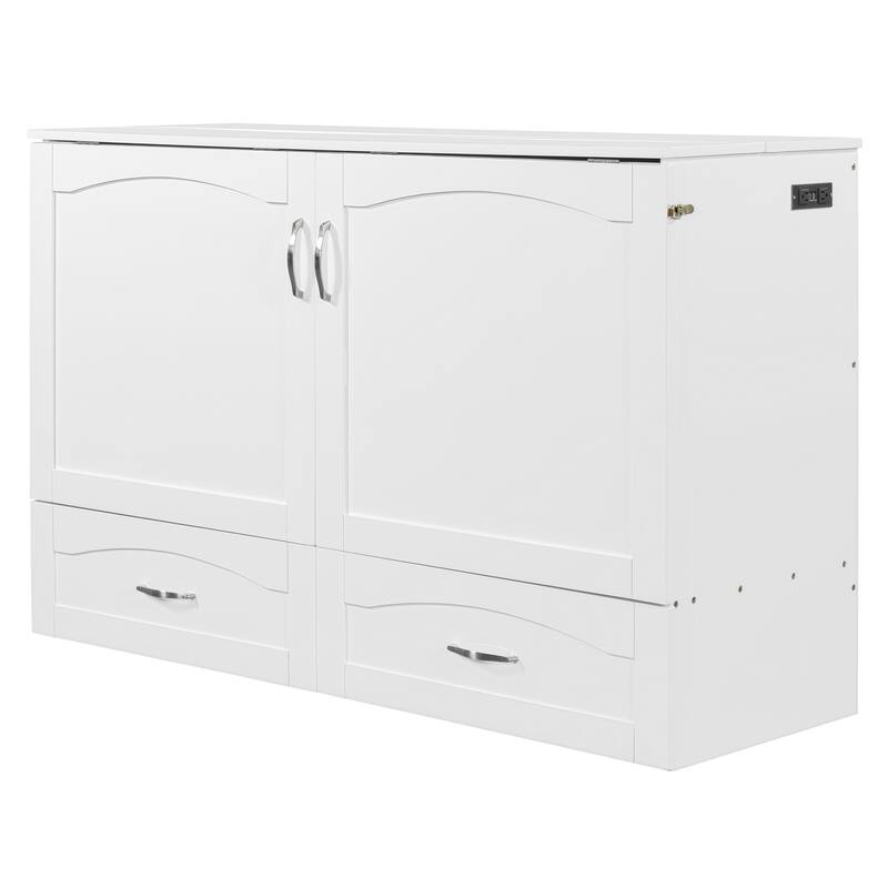 Queen/Full Size Murphy Bed with drawer and a set of Sockets & USB Ports