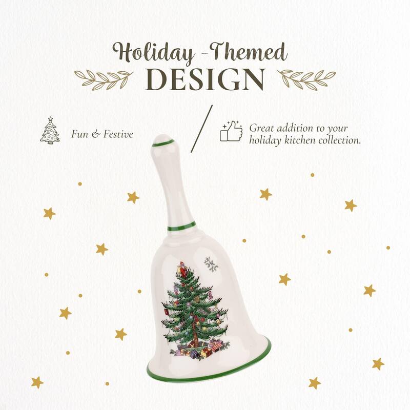 Spode Christmas Tree Handled Bell - 3" D x 6" H