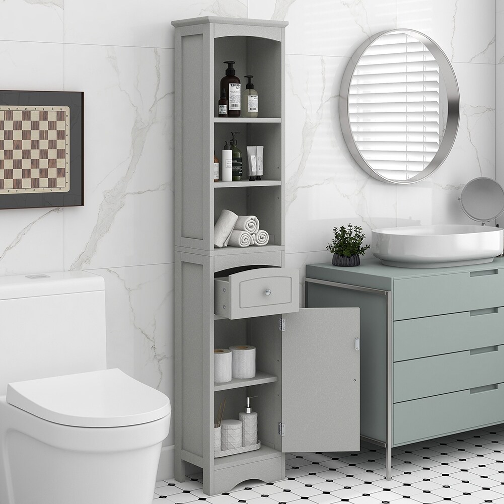Bathroom Narrow Cabinet Freestanding Storage Cabinet with Drawer