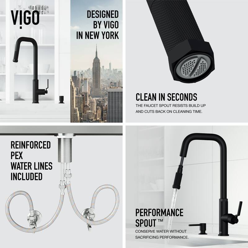 VIGO Hart Angular 18" H Single Handle Pull-Down Kitchen Faucet