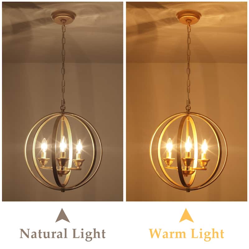 3-Light Farmhouse Globe Chandelier for Dining Room Kitchen Island
