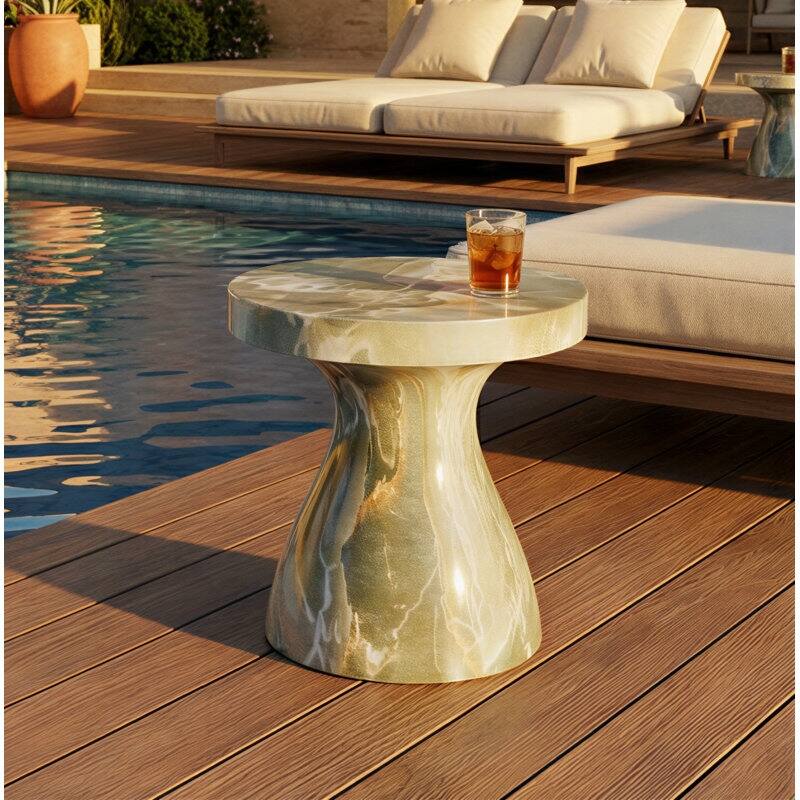 Studio London Monia Stylish Indoor and Outdoor Faux Marble End Table