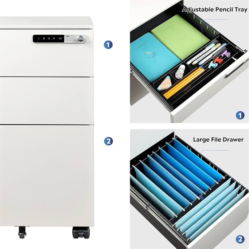 3-Drawer Mobile File Cabinet