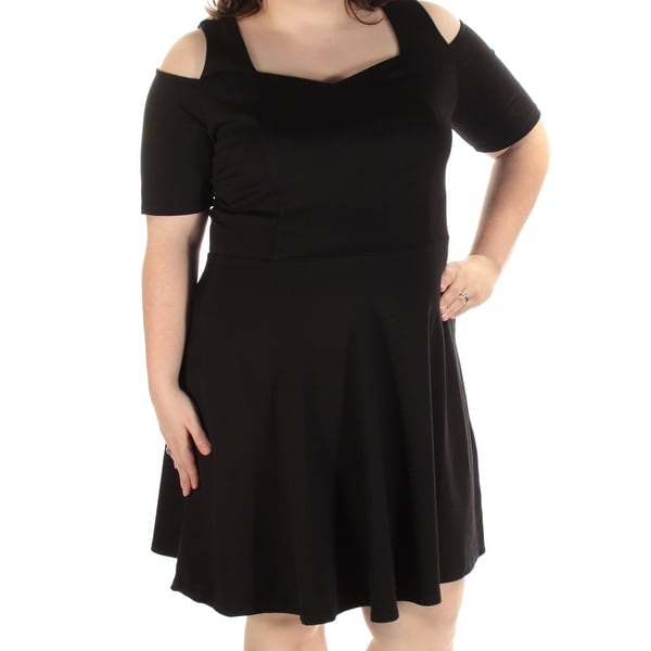 black square neck dress short sleeve