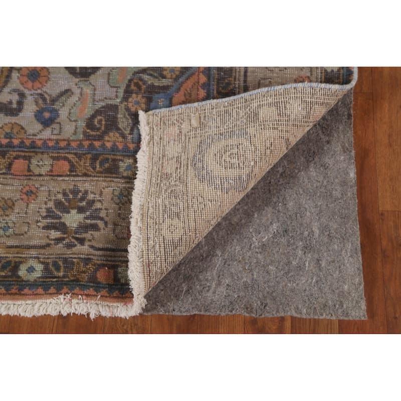 Over-Dyed Brown Tabriz Persian Vintage Rug Hand-Knotted Wool Carpet - 6'5"x 9'9"