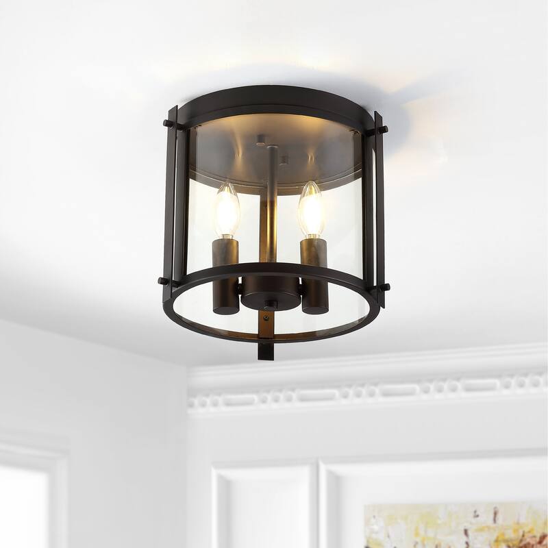 SAFAVIEH Lighting Synne 3-Light Led Flush Mount - 12" W x 12" L x 10" H - Bronze - 12Wx12Dx10H