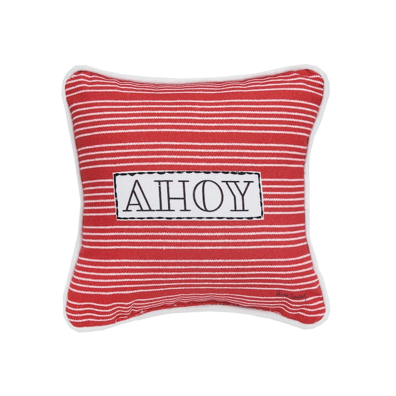8" x 8" Ahoy Stripe Printed and Applique Throw Pillow