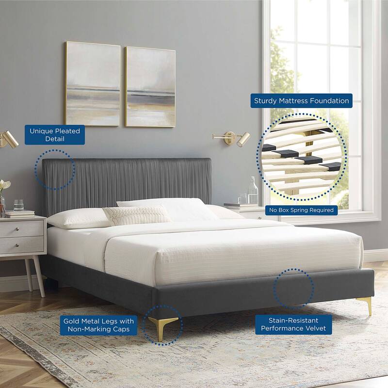 Peyton Performance Velvet Queen Platform Bed