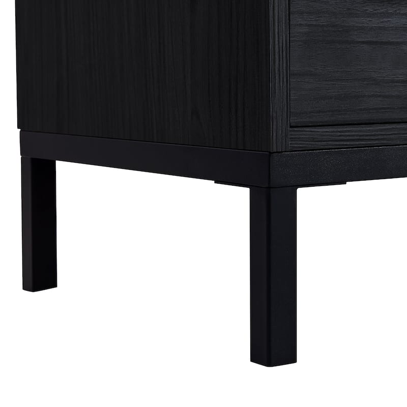 60"Hx39.5"W Lighted Display Cabinet with Glass Doors & LED Lighting Bookshelf Buffet