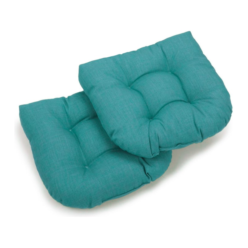 Blazing Needles 19-inch All-weather Patio Chair Cushions (Set of 2) - Aqua Blue