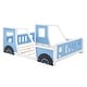 preview thumbnail 6 of 6, Blue Twin Size Pine Wood Car-Shaped Platform Bed with Doors, Windows, and Decorative Wheels