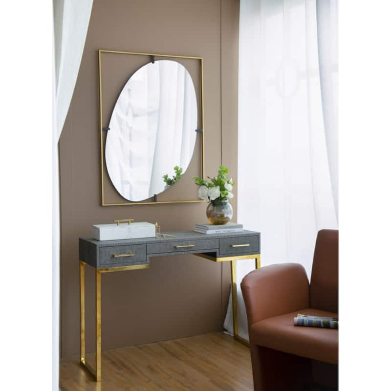 Rectangular Framed Oval Wall Mirror - 40.25" - Gold