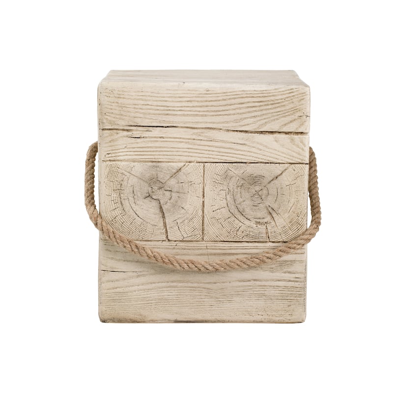 Christopher Knight Home - 14.76'' Rustic Wood Look Square MGO Side Table with Decorative Braided Cord - Wood Finish