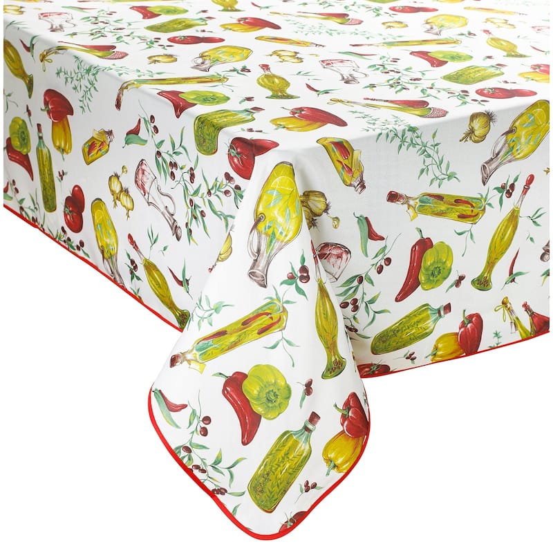 Violet Linen Classic Euro Temptations Tablecloth With Large Vegetables Printed Tablecloth