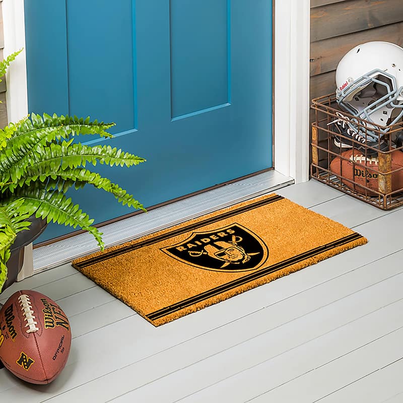 Las Vegas Raiders Monochrome Indoor/Outdoor Coir Door Mat - 28" x 16"