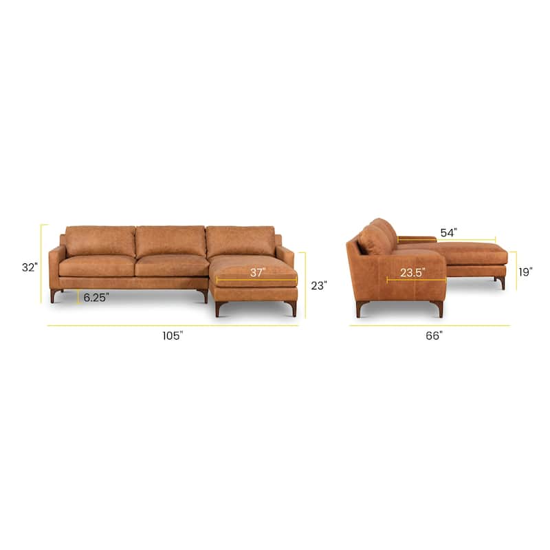 Poly & Bark Sorrento Sectional - Genuine Italian Leather