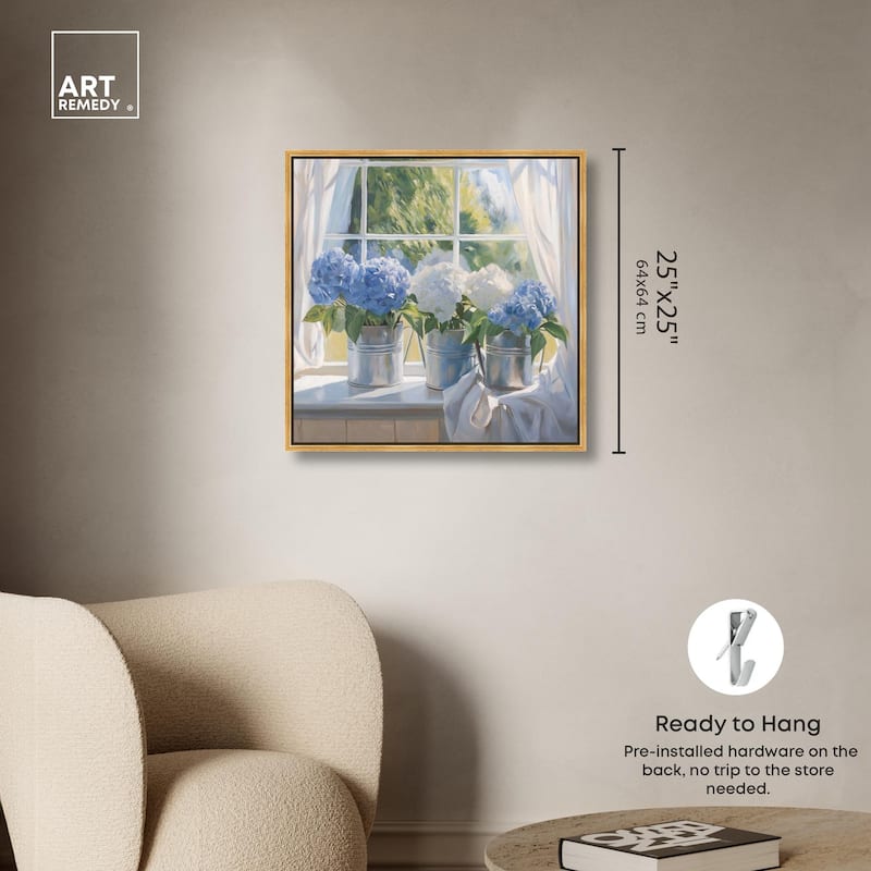 Sunlit Hydrangeas Canvas by Art Remedy