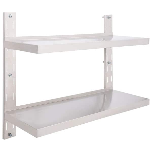Shop Vidaxl 2 Tier Floating Wall Shelf Stainless Steel 39 4 X11 8 On Sale Overstock 31881075