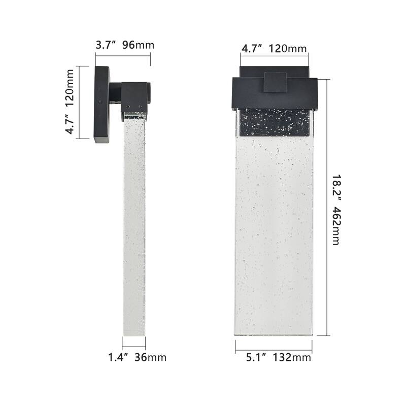 18" 12W Outdoor Wall Light w/ Bubble Crystal, Up/Down Lighting, 1-Pack