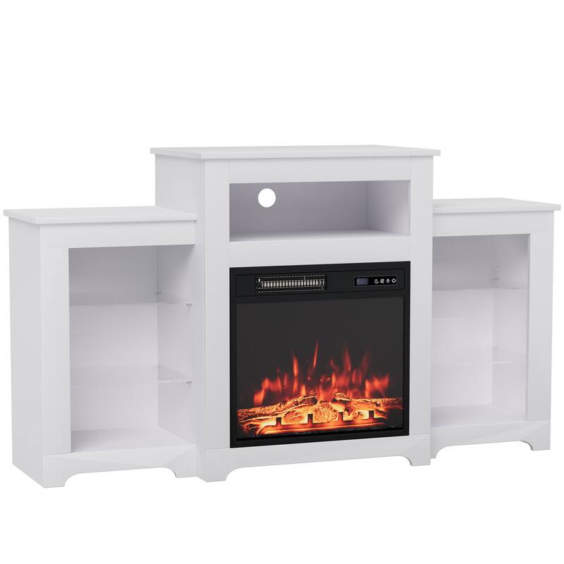 EROMMY Electric Fireplace Heater Mantel TV Cabinet, Media Entertainment Center, Energy Efficient Heater