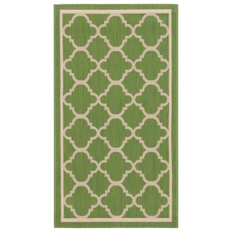 SAFAVIEH Courtyard Kristelle Indoor/ Outdoor Waterproof Patio Backyard Rug - 2' x 3'7" - Green/Beige