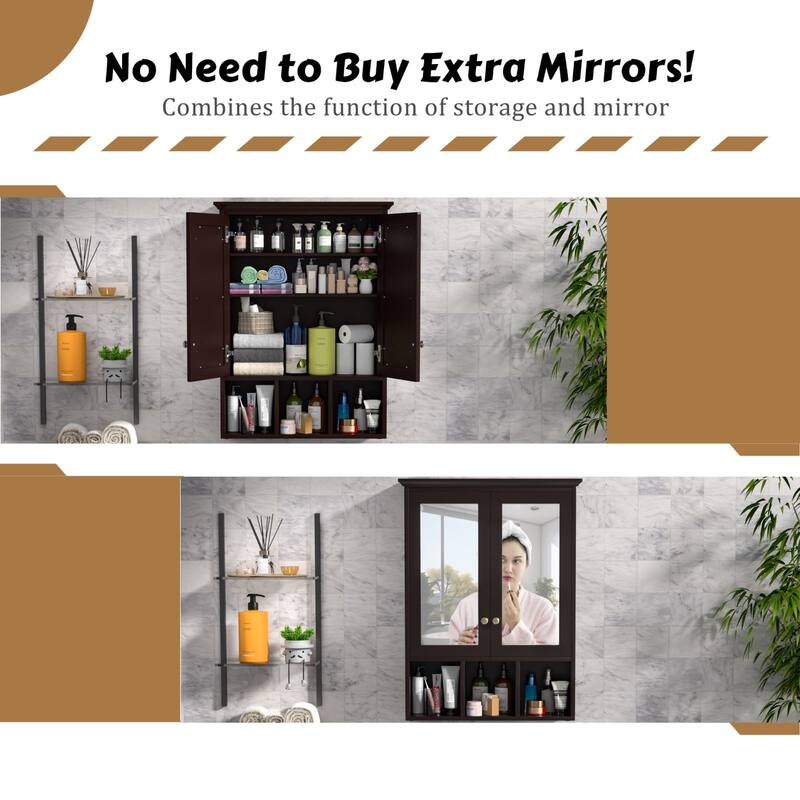 VEIKOUS Oversized Bathroom Medicine Cabinet Wall Mounted Storage with Mirrors