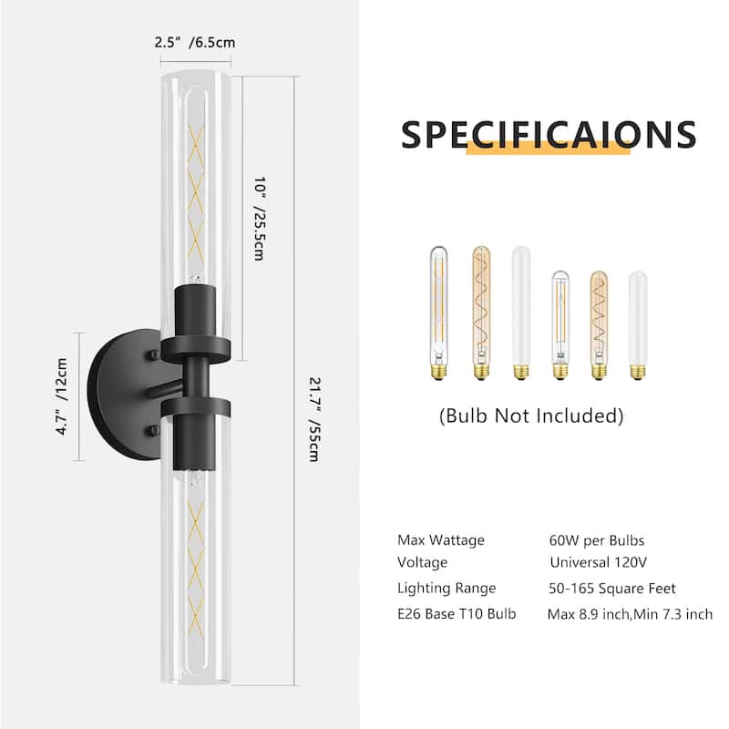 Hardwired Matte Black Wall Sconces, Set of 2