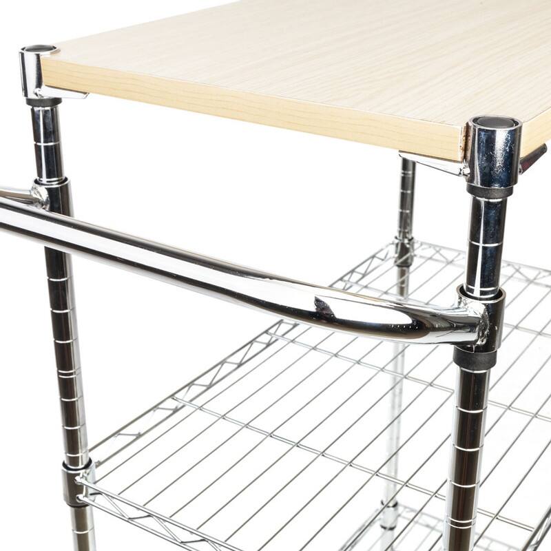 3-Tier Rolling Kitchen Trolley Cart Steel Island Storage Utility Service Dining - Black