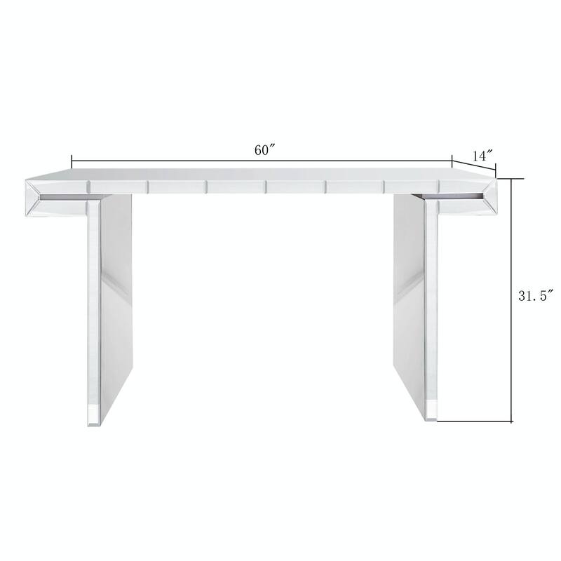 60-Inch Luxury Full-Length Mirror Console Table with Fluted Tempered Glass