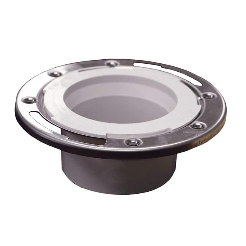 Jones Stephens C57134 3 X 4 PVC Closet Flange W /SS Ring Less Knockout - White