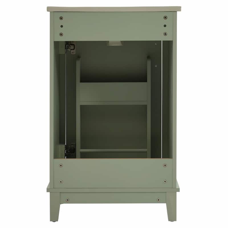 Modern 20-Inch Small Bathroom Vanity Cabinet with Ceramic Basin