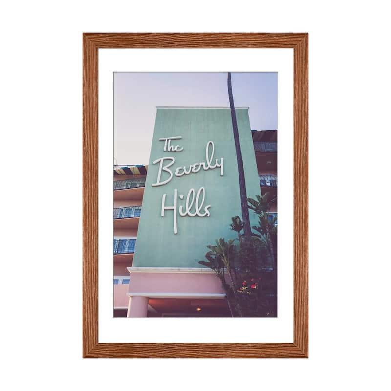 iCanvas "Beverly Hills Hotel I" by Ann Hudec PFA - Walnut - 32x24x1