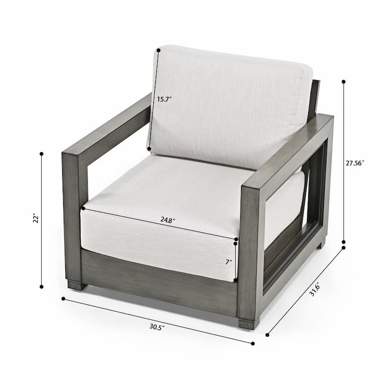 2-Piece Outdoor Hand-painted Aluminum Patio Chairs with Gray Cushions