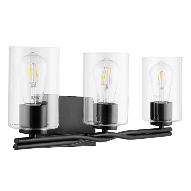 Prominence Home Lantier Matte Black 3-Light Bathroom Vanity Light with Clear Glass