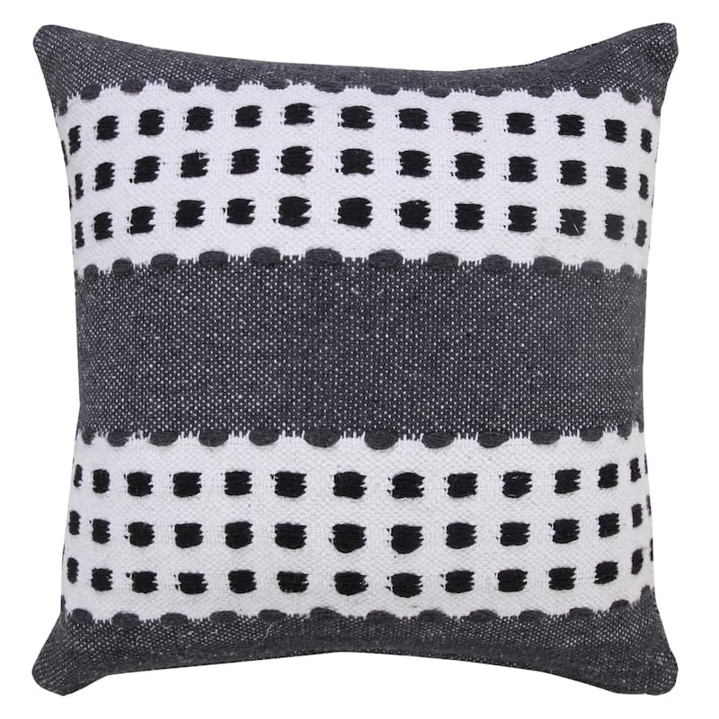 Sevita Industrial Woven Dash Grid Striped Throw Pillow