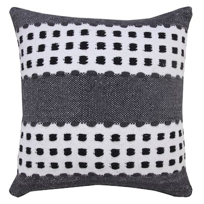 Sevita Industrial Woven Dash Grid Striped Throw Pillow