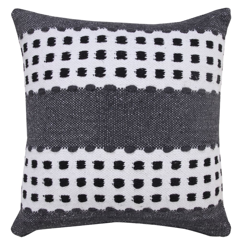 Sevita Industrial Woven Dash Grid Striped Throw Pillow