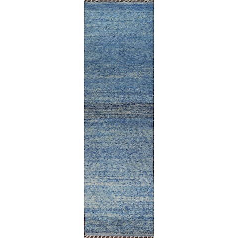 Contemporary Abstract Moroccan Oriental Wool Runner Rug Hand-knotted - 2'10" x 12'9"