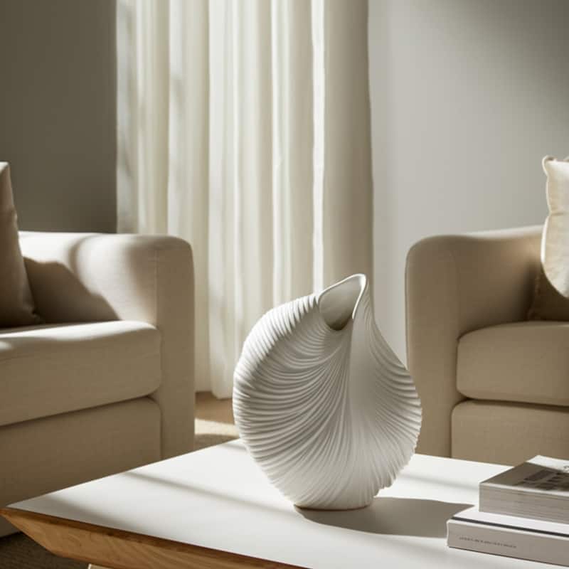 Ceramic Vase Sculptural Curved Design with Textured Detailing